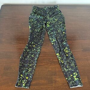 Lululemon Athletica Black and Green Splatter Leggings